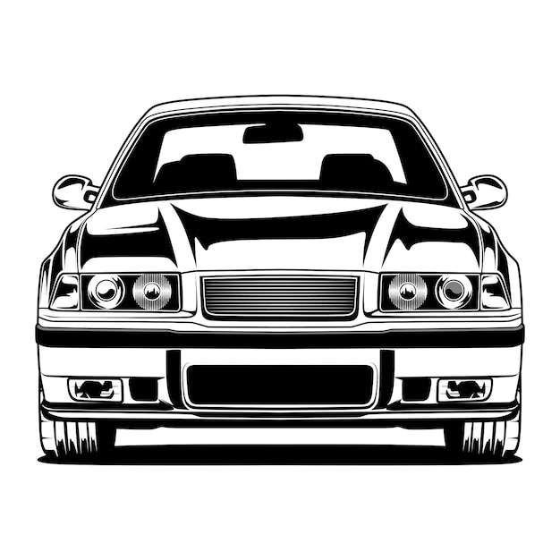 Black and white car illustration