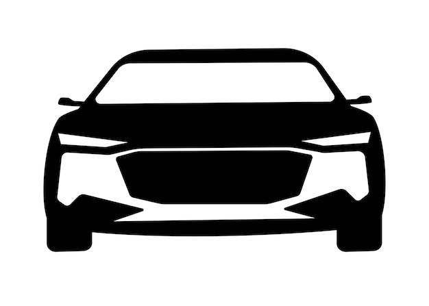 black and white car on a transparent background