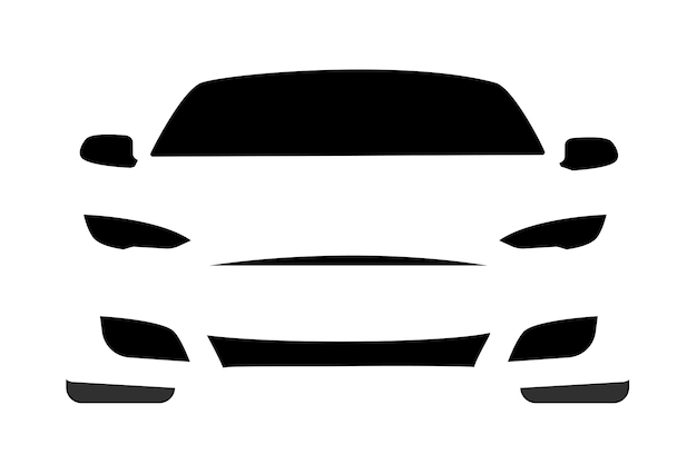 black and white car on a transparent background