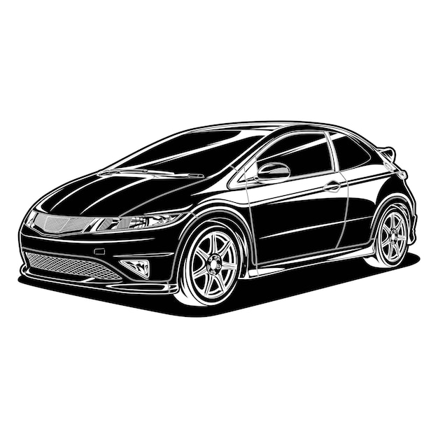 black and white car vector illustration for conceptual design