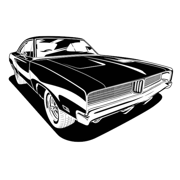 Black and white car vector illustration for conceptual design