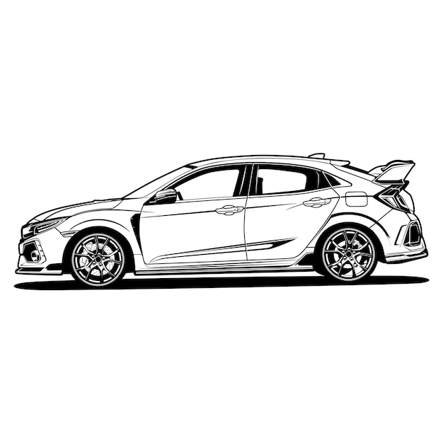 Black and white car vector illustration for conceptual design