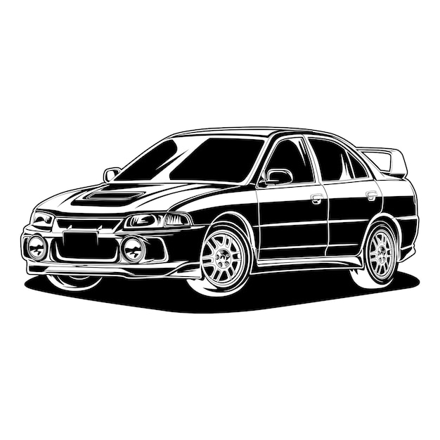 Black and white car vector illustration for conceptual design