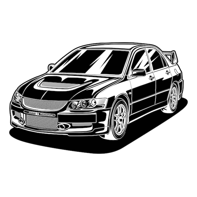 Black and white car vector illustration for conceptual design