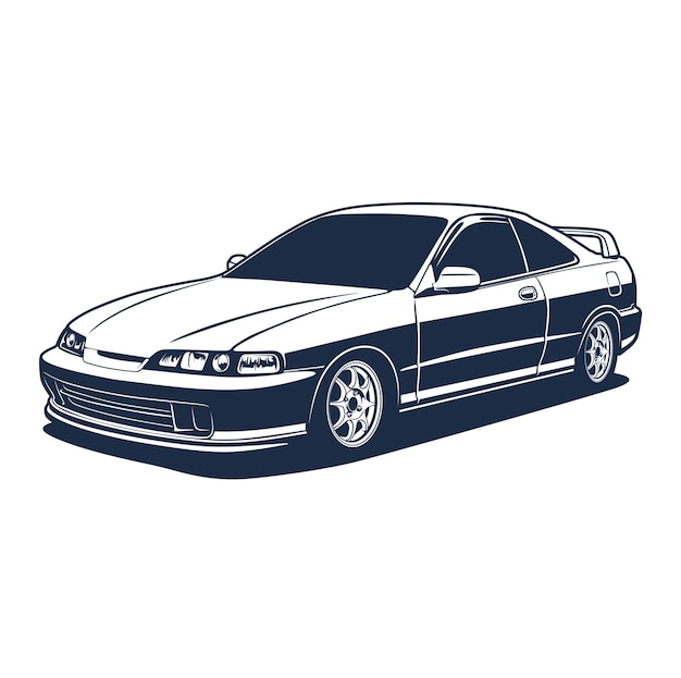 Vector black and white car vector illustration