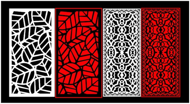 A black and white card with a red and white pattern that says'laser cut '.