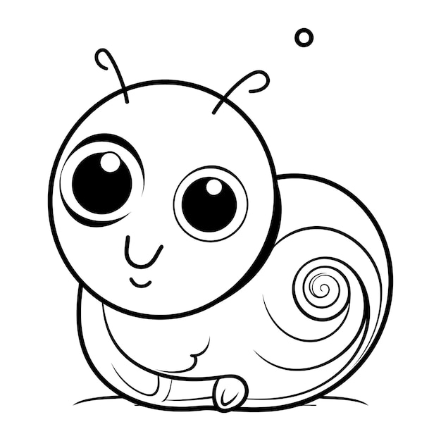재미있는 달팽이 동물 캐릭터 색칠 공부의 흑백 만화 그림