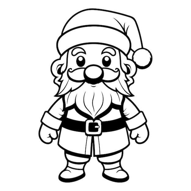 Black and White Cartoon Illustration of Santa Claus Character for Coloring Book