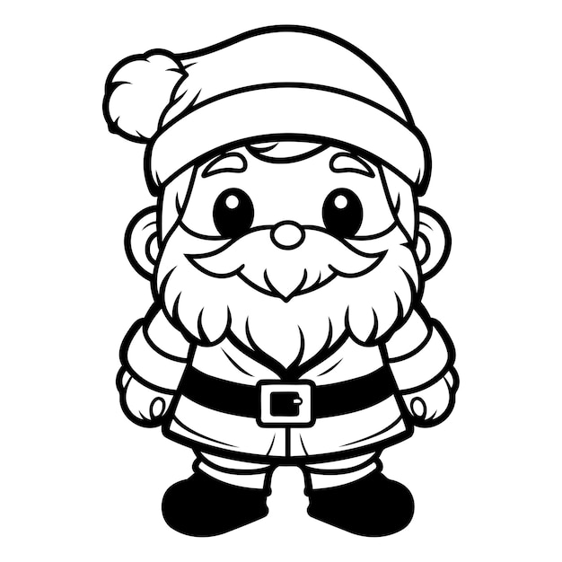 Vector black and white cartoon illustration of santa claus character for coloring book