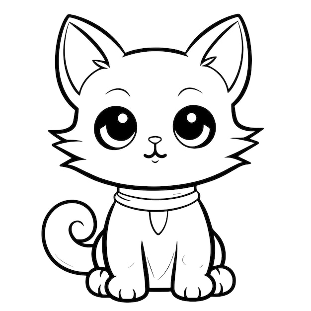 Black and white cat coloring page.