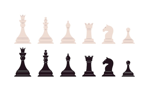 Chess Pieces Including King, Queen, Rook, Pawn, Knight, And Bishop Chess  Icons, Vector Set Of Chess Pieces, Chess Figures Royalty Free SVG,  Cliparts, Vetores, e Ilustrações Stock. Image 17470012.