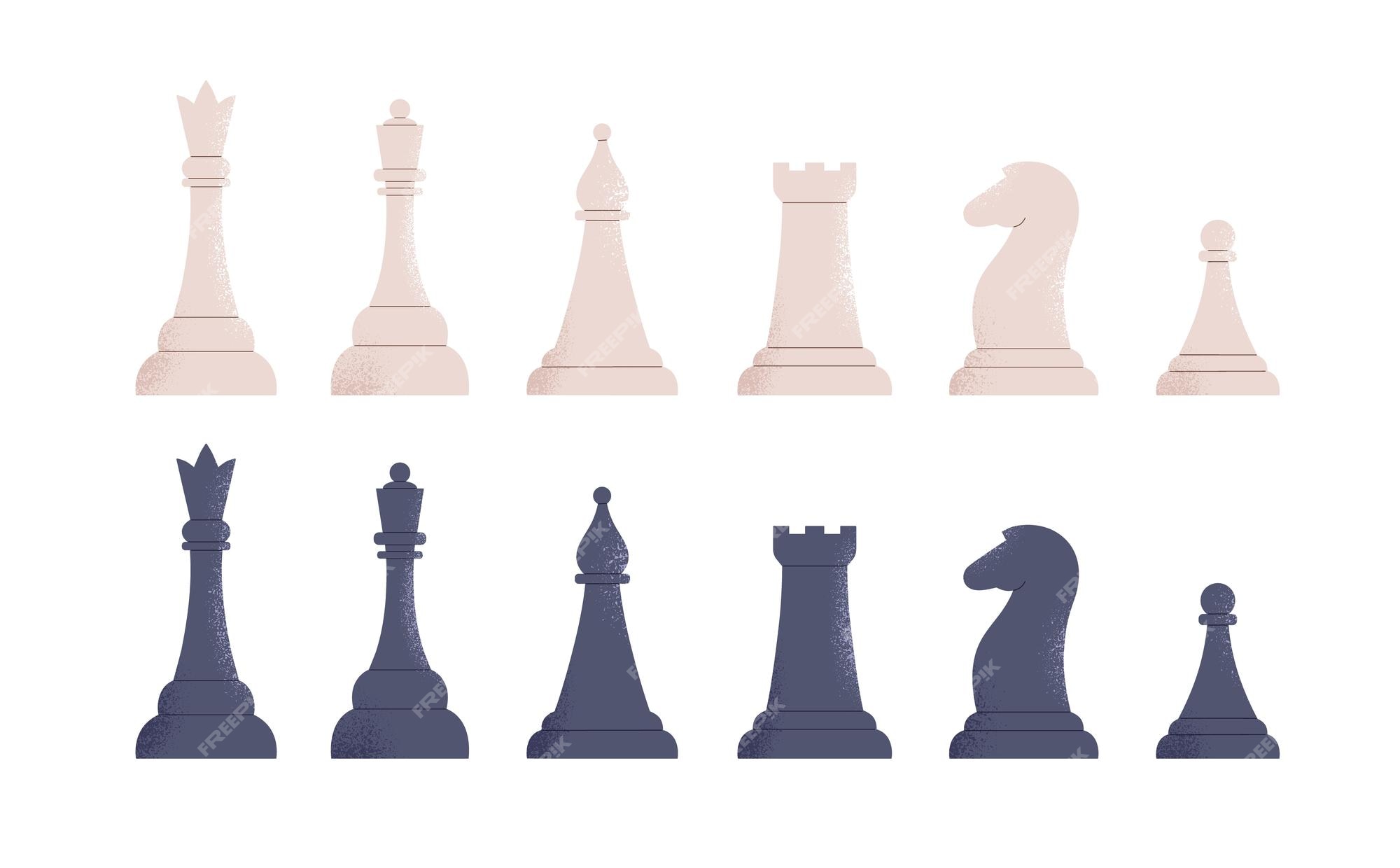 Cute cartoon drawing chess board with figures in flat style