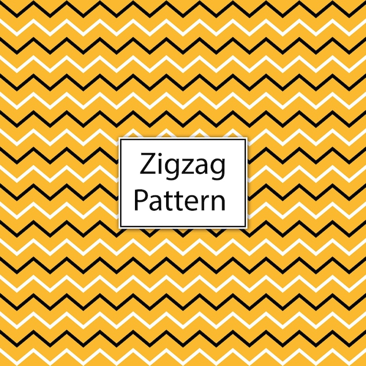 Vector black and white chevron zigzag line pattern on yellow background