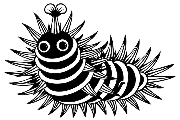 black and white christmas tree worm vector