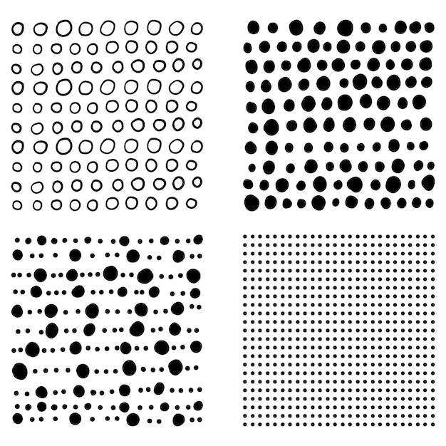 Black and white circles and dots seamless pattern