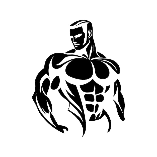 黒と白の円形のロゴが筋肉を示しています