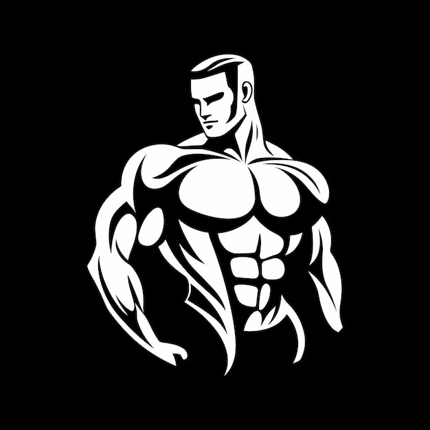 黒と白の円形のロゴが筋肉を示しています