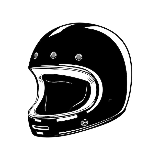 Black And White Classic Helmet Illustration Vector