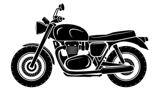 black and white classic motorcycle illustration