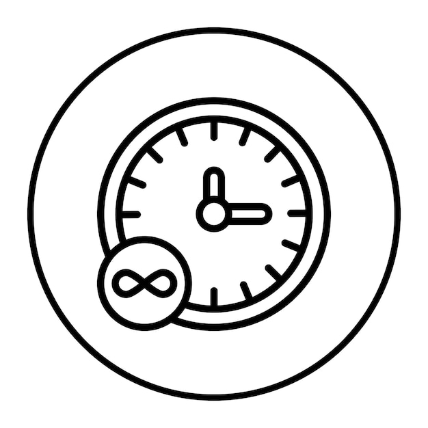 Vector a black and white clock with a white face and the number 10 on it