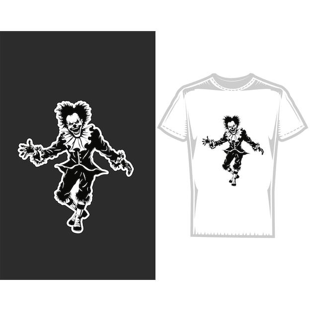 Black and White Clown Design on TShirt