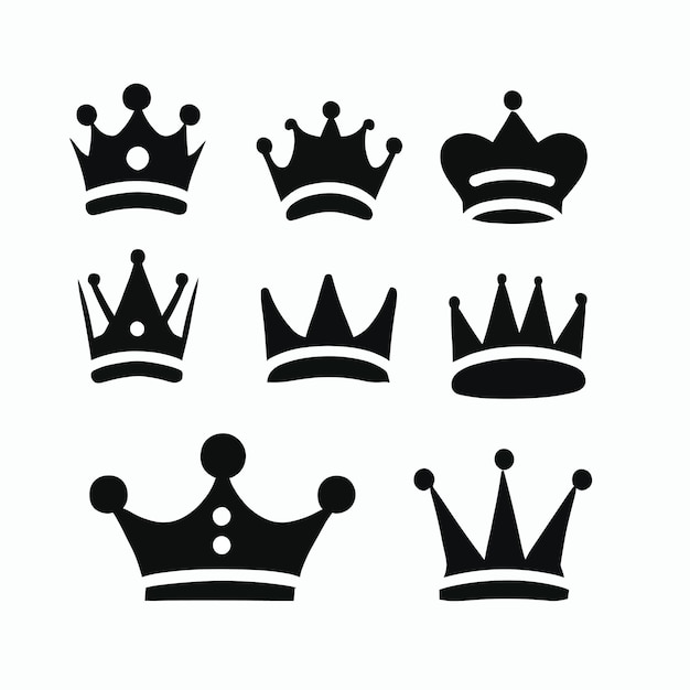 王冠のイラストの白黒コレクション