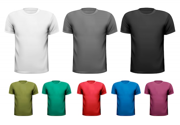 Black and white and color men t-shirts. illustration