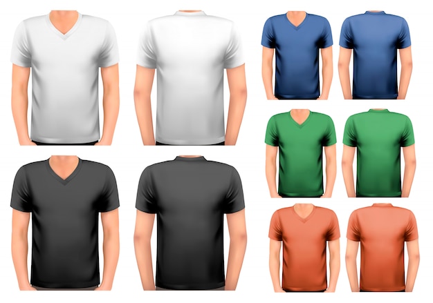 Black and white and color men t-shirts.  template. .