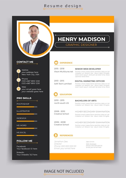 black and white color resume design