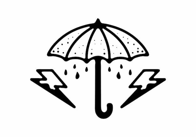 傘と雷のタトゥーの黒と白の色