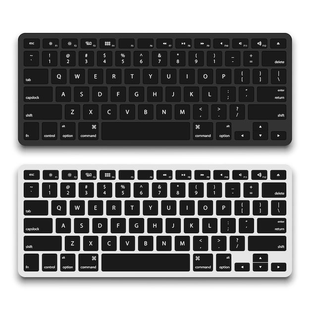 Vector black and white computer keyboard