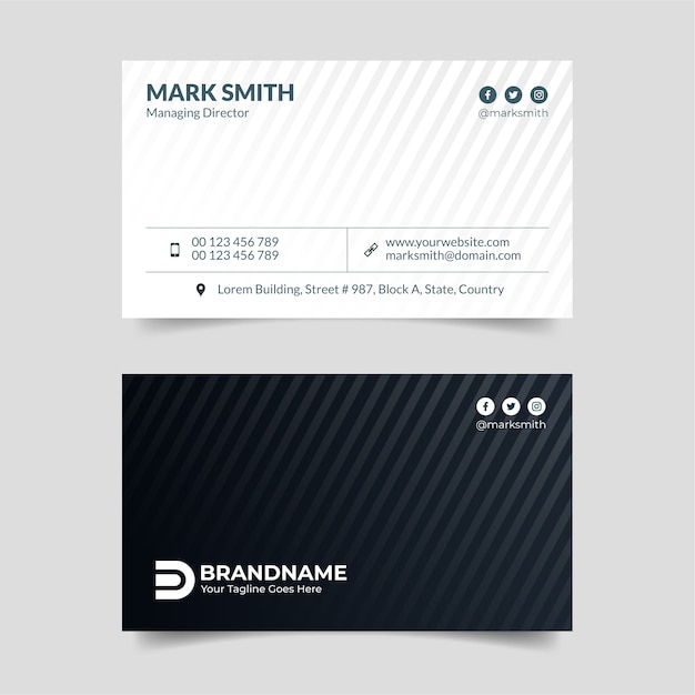 Vector black and white corporate business card template design