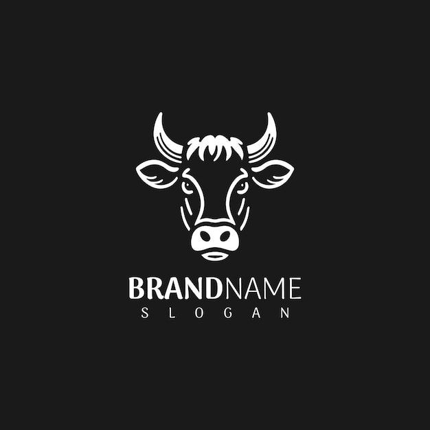 Premium Vector | Black and white cow head for branding