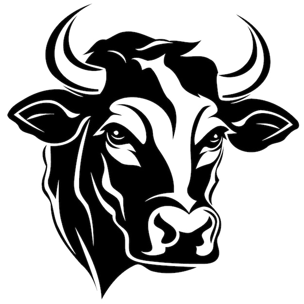 Black and white cow head logo