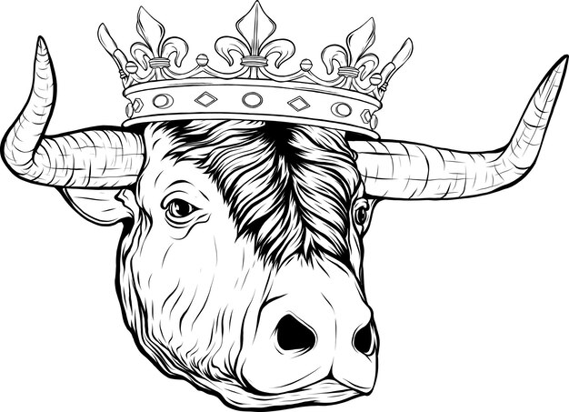 Vector black and white of cow head