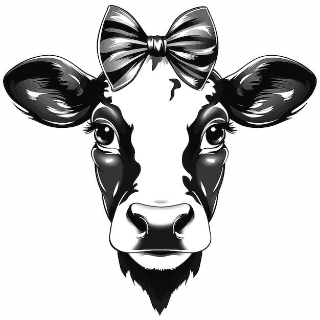 Black and white cow on a white background