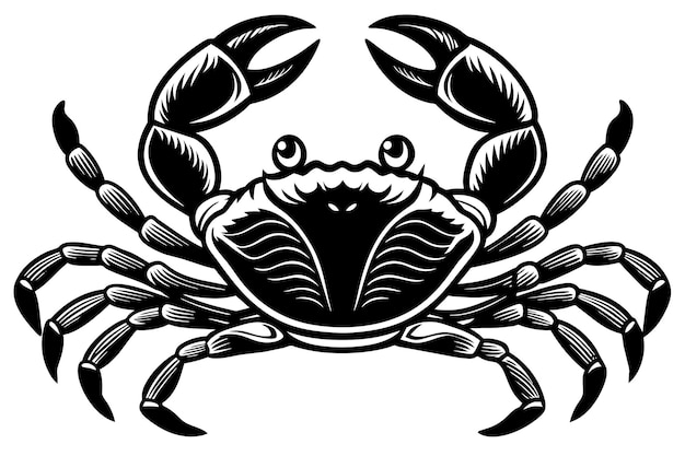 black and white crab vector