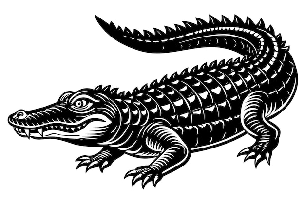 black and white crocodile vector