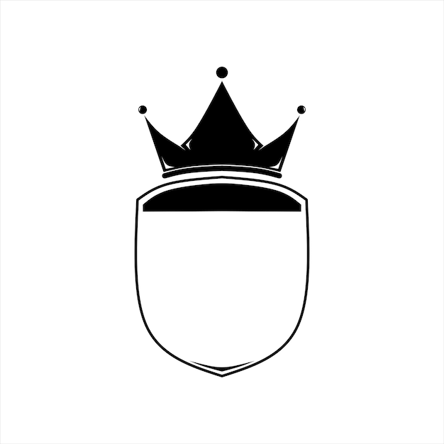 Vector black and white crown shield logo or symbol