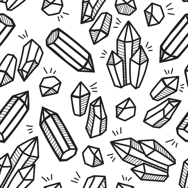 Black and White Crystal boho hand drawn pattern