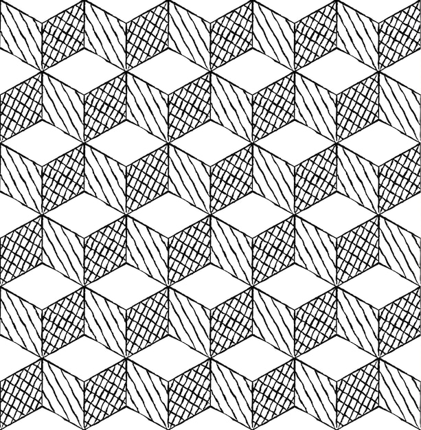 Black and white cubes seamless pattern