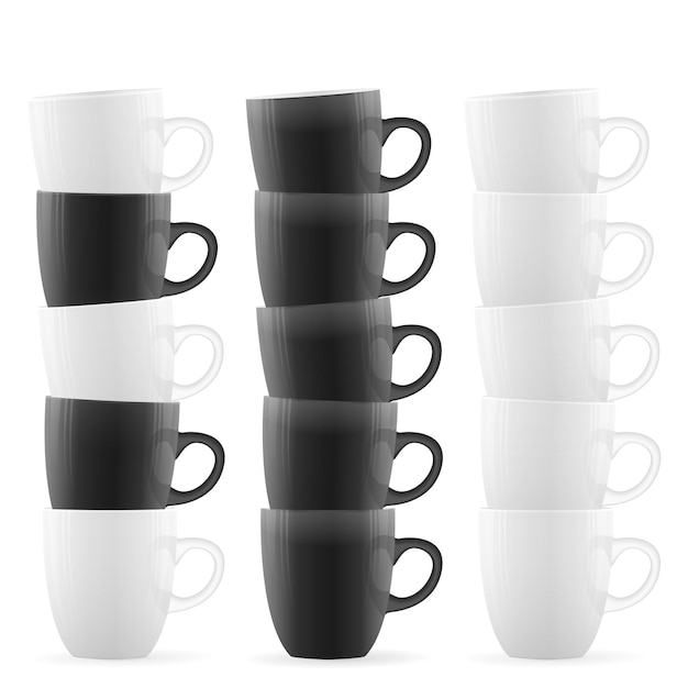 Vector black and white cups