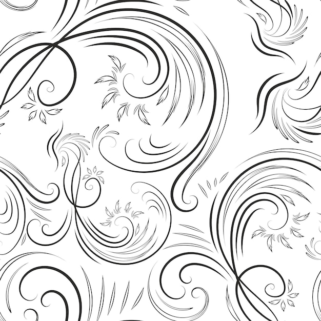 Black and white curly seamless texure for design