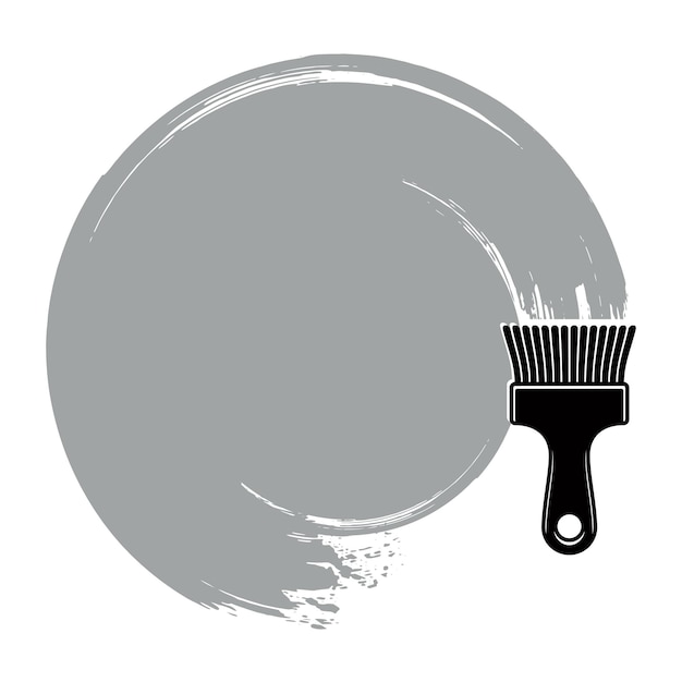 Black and white curve vector illustration, brushed circular shape. Monochrome grunge round figure, acrylic sample created with paintbrush.