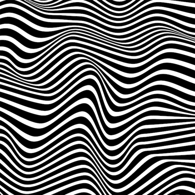 Black and white curved lines abstract optical illusion background