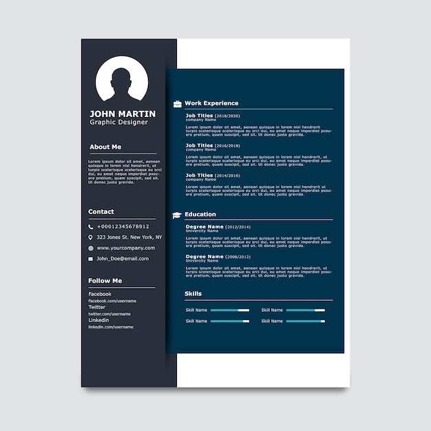 Black and white cv template