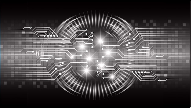 Black and white cyber circuit background