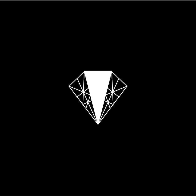 Vector a black and white diamond with a white outline.