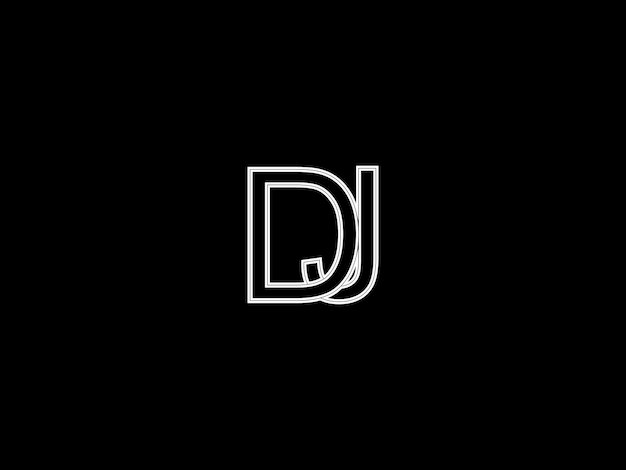Black and white dj logo on a black background