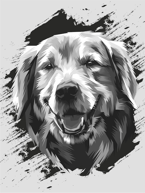 Black And White Of Dog Head